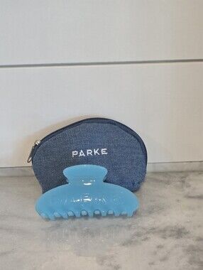 New PARKE Sky Blue  Claw Clip with Denim Pouch